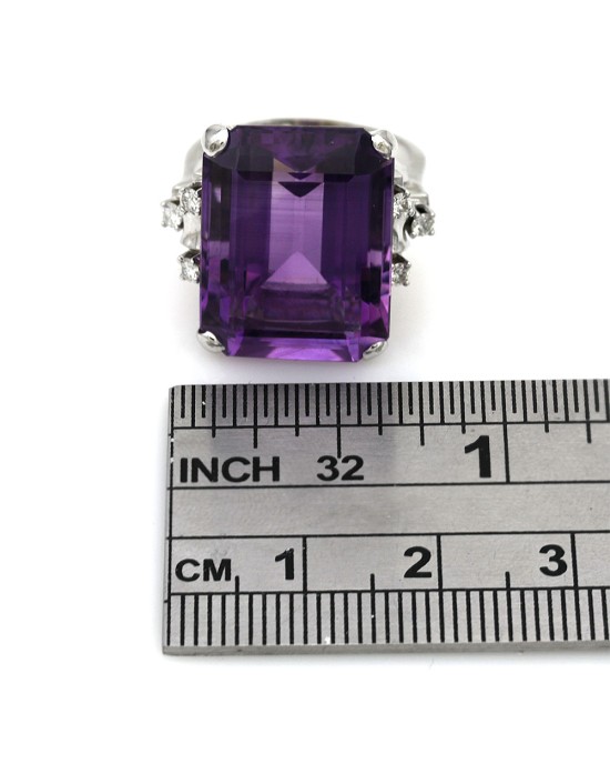 Amethyst and Diamond Accent Fashion Ring
